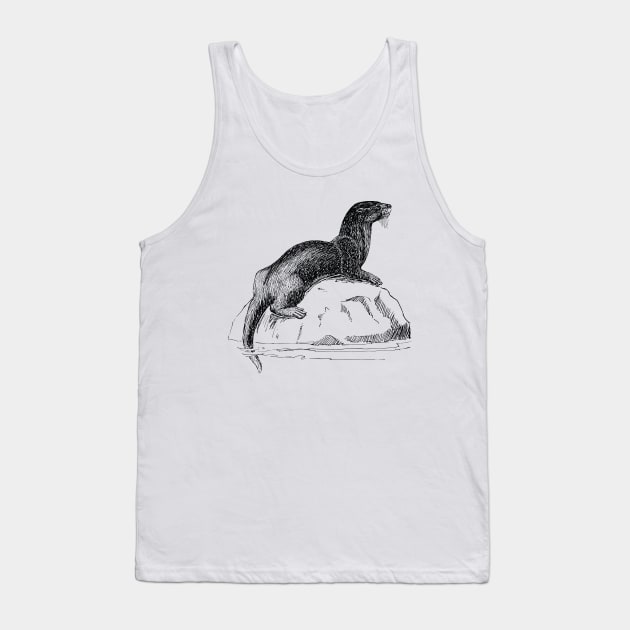 Otter Vintage Hand Drawn Tank Top by KC Happy Shop